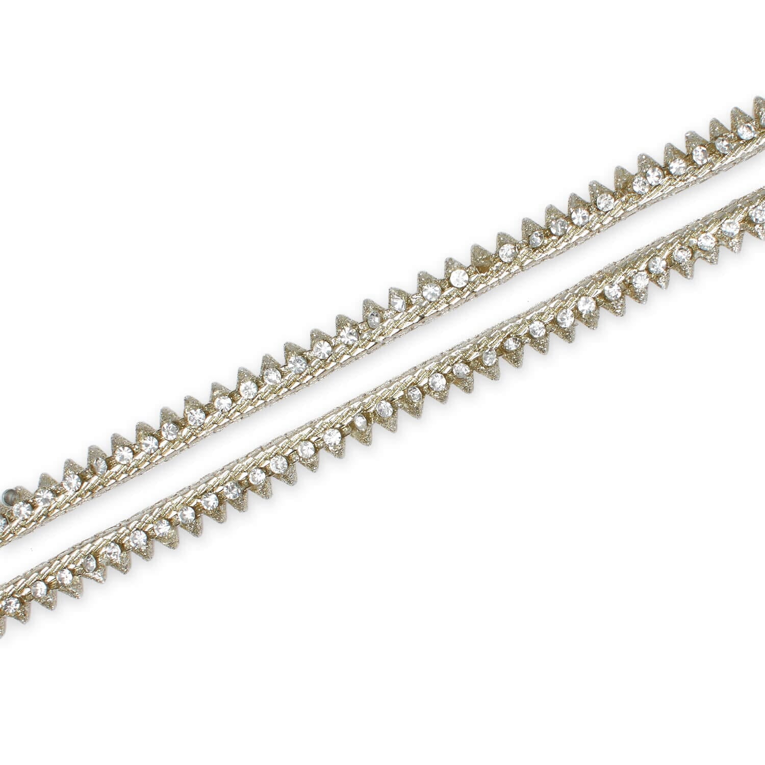 Triangular Polyester Rhinestone Trim 1 cm. Triangular Diamond Metallic Glitter Lightweight ...