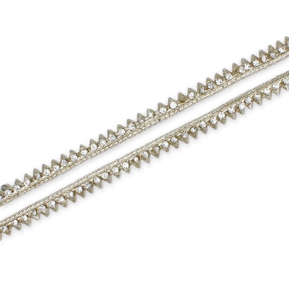 Rhinestone Trim 1 cm. Triangular Diamond Metallic Glitter Lightweight Sewing & Upholstery Polyester - Gold (1 Yard)