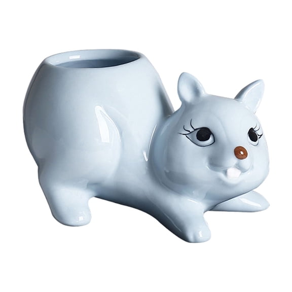 1. Ceramic Squirrel Planter for Cactuses & Fleshy, Home Balcony Desk Decor, Handmade Flowerpot Container
