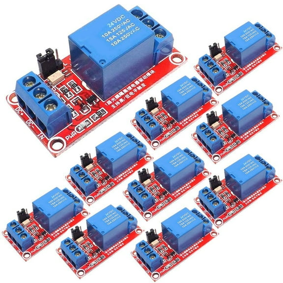 1 Channel Relay Module Pack of 10 with Reliable Performance and Isolation - 24V
