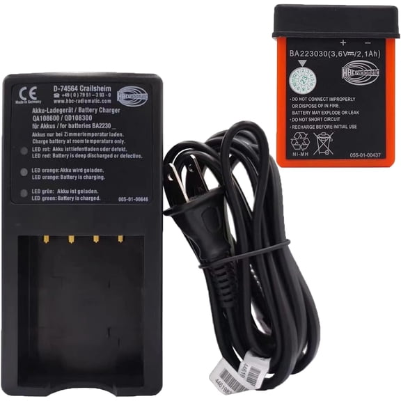 (1 Charger + 1 Battery) AC 100V-240V QA108600 QD108300 Charger D-74564 with 3.6V 2100mAh HBC Crane Remote Control BA223030 Ni-MH Rechargeable Battery