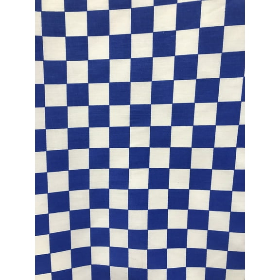 1" Check Board Print Broadcloth, 60" Wide, Sells by the Yard from Sal Tex Fabrics, Royal/White