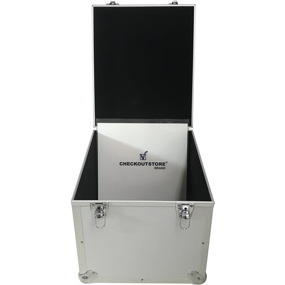 (1) CheckOutStore Aluminum Heavy Duty 12" LP Vinyl Record Album Storage Box (Holds Up to 125 LPs) (Silver)