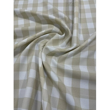 1" Checkered Gingham PolyPoplin Fabric by The Yard (Champagne and White)