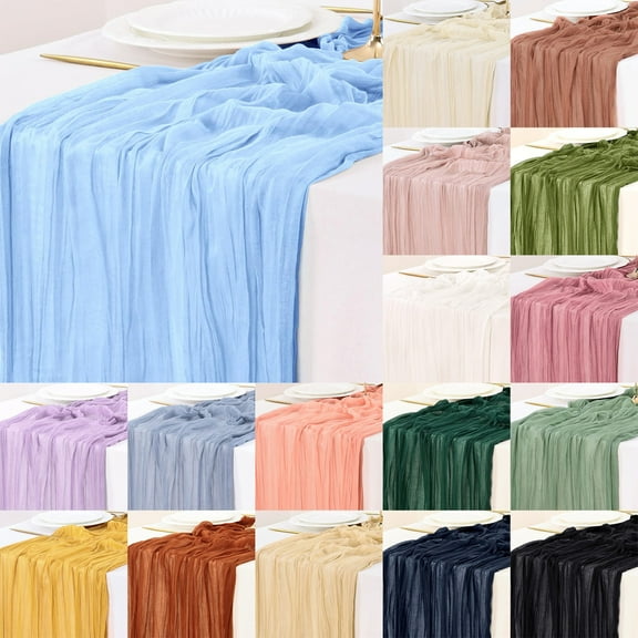 1*Cheese Table Runner Pleated Cloth Cheesecloth Table Runner 10Ft Boho Rustic Black Cheese Cloth Table Runner for Decoration Wedding Easter Summer Decoration Table Cloth