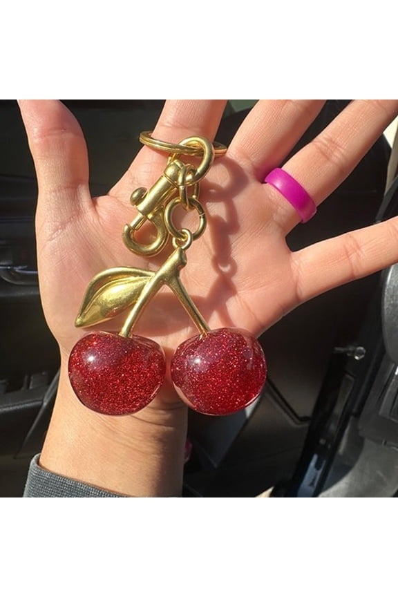 1 Cherry Bag Charm Purse Charms Keychain- Car Cherry Accessories keychian Gifts