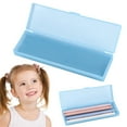 thumbnail image 1 of Under $1 Clear Plastic Pencil Case with Hinged Lid & Snap Closure - Portable Stationery Organizer for Office Supplies & Art Tools, Translucent Pencil Box, Frosted Pencil Case, Blue, by Goohae, 1 of 9