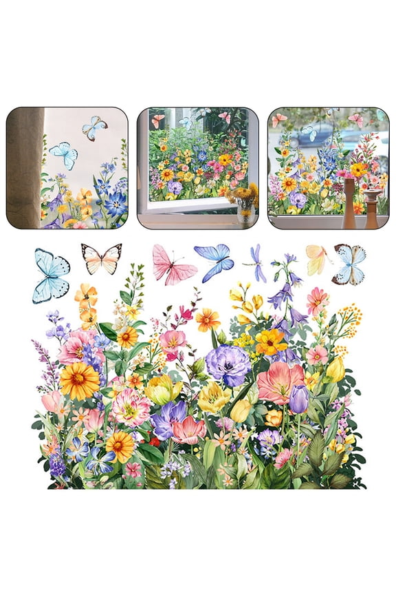 1 Clearance! Floral Window Butterfly And Flowers
