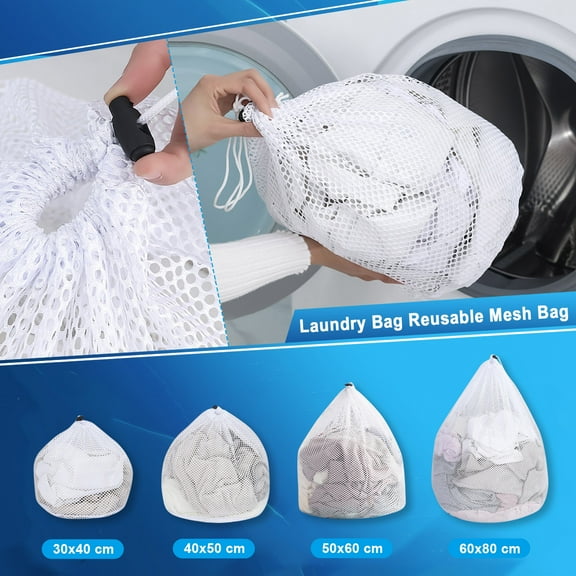 1 × Coarse Mesh Laundry Bag Reusable Drawstring Laundry Bag Machine Wash Laundry Bag Mesh Bag Laundry Net Bathroom Products