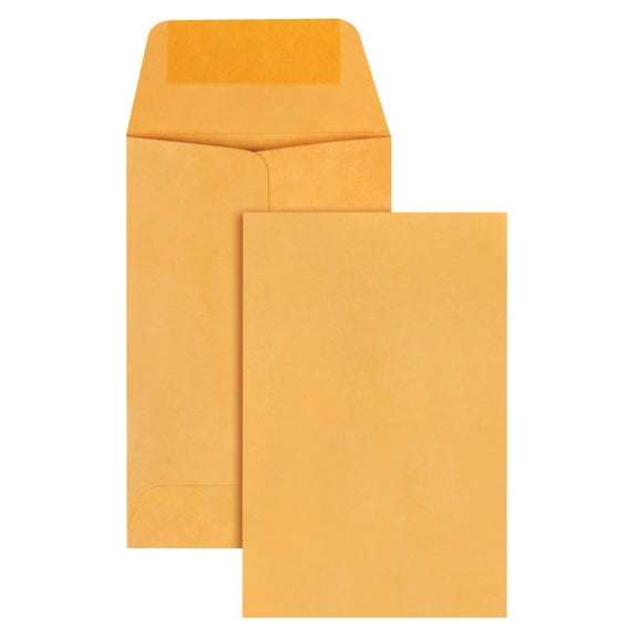 #1 Coin and Small Parts Envelopes, Gummed Flap for Home or Office Use, 28 lb. Brown Kraft, 2-1/4 x 3-1/2, 500 per Box