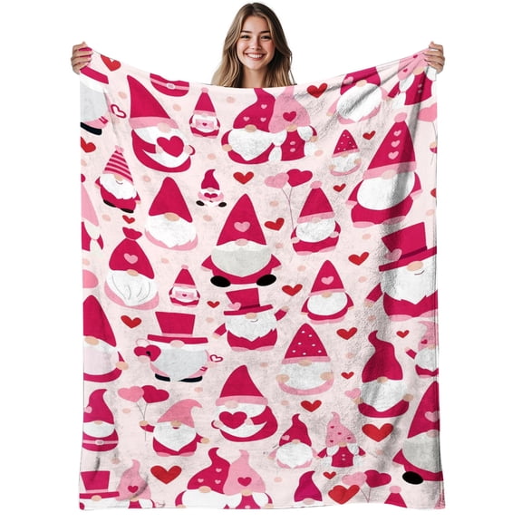 1 Comfortable Elf Flannel Blanket - Soft and Warm Nordic Christmas Elf and Heart Pattern Bedspread Suitable for Sofa or Bed, Perfect Holiday Gift