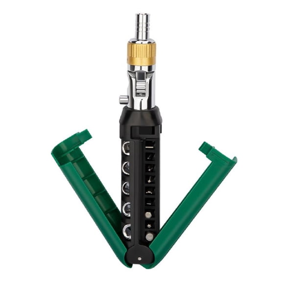 1. Compact Ratcheting Screwdriver 14pcs Bits, Adjustable & Ergonomic Grip For Tight Space Repairs