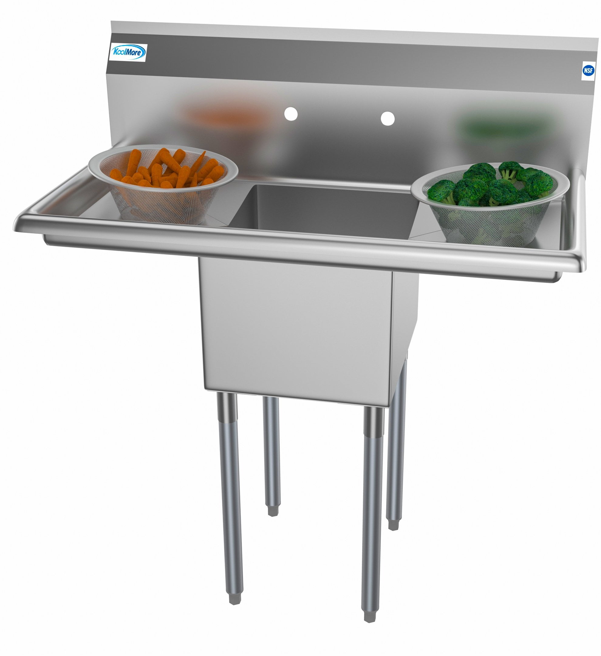 1 Compartment 38" Stainless Steel Commercial Kitchen Prep & Utility Sink with 2 Drainboards - Bowl Size 14" x 16" x 11"