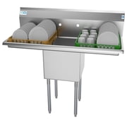 Freestanding Stainless Steel 45 in. 2-Hole Single Bowl Commercial Kitchen Sink