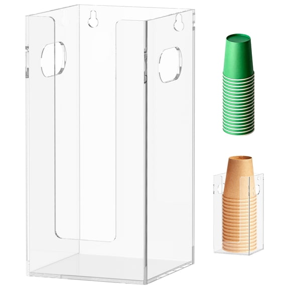 1 Compartment Acrylic Coffee Cup Storage Organizer Clear Paper Cup Organizer for Kitchen Coffee Bar Shop Party Supplies