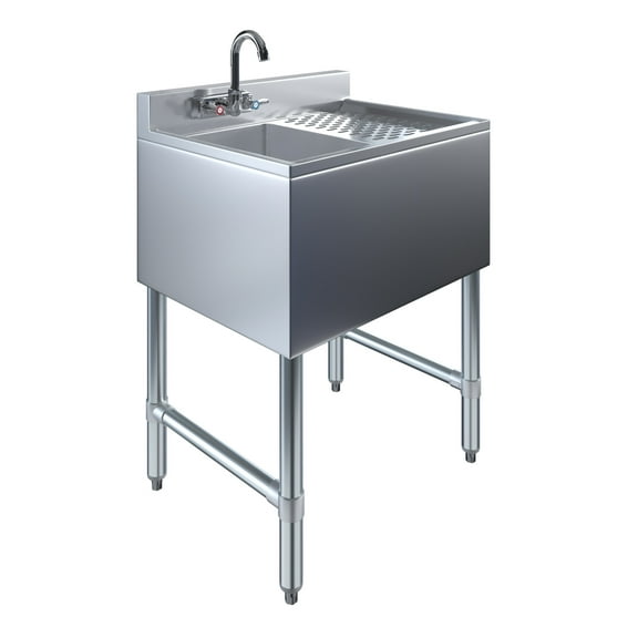 1 Compartment Under Bar Sink With 12 Right Drainboard and Faucet 24 X 18 3/4