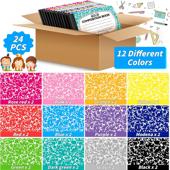 Under $1 Composition Notebook Wide Ruled College Ruled Notebooks Bulk A5 Hardcover Sewn 60 Pages Smooth Writing Portable for College Office Journaling by Xuniizn