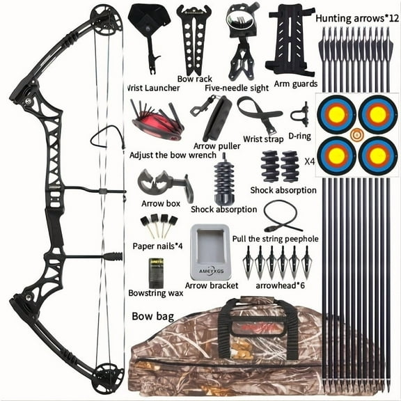 1 Compound Bow Set Alloy Compound Bow Set Outdoor Hunting Archery A Complete Set Of Compound Bows 30-60 Lbs Adjustable Compound Bow High Quality Compound Bow Outdoor Hunting Archery Compound Bow Set