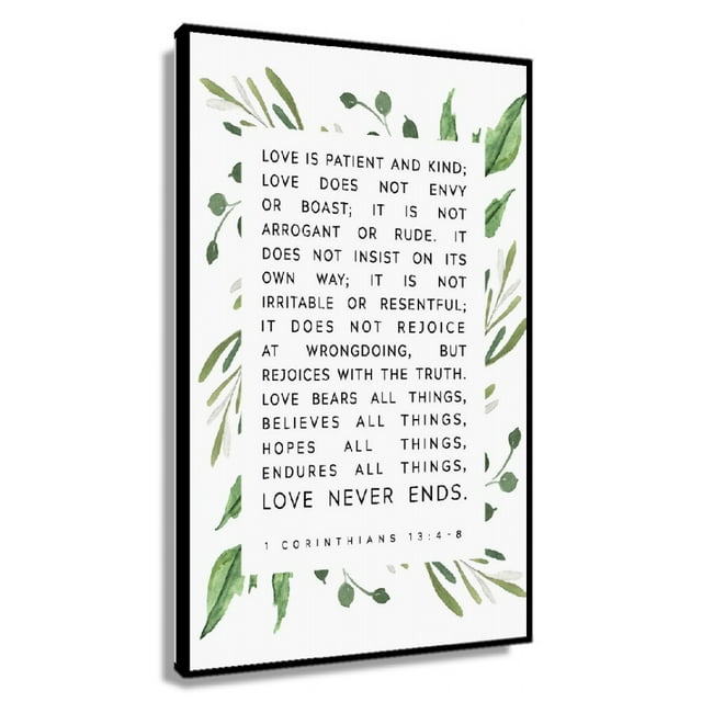 1 Corinthians 13 4-8 Bible Verse Wall Art, Love Is Patient Printable ...