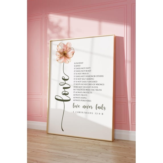 1 Corinthians 13 4 8 Bible Verse Wall Art Modern Christian Home Decor ...