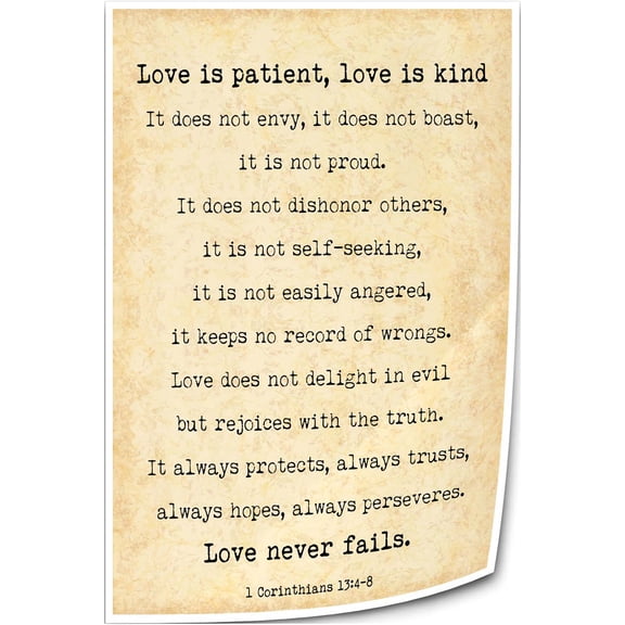 1 Corinthians 13 4 8 Love Is Patient Bible Verse Wall Art Deco Poster Printing Decorative for Bedroom Contemporary Painting Panels Vertical Artwork