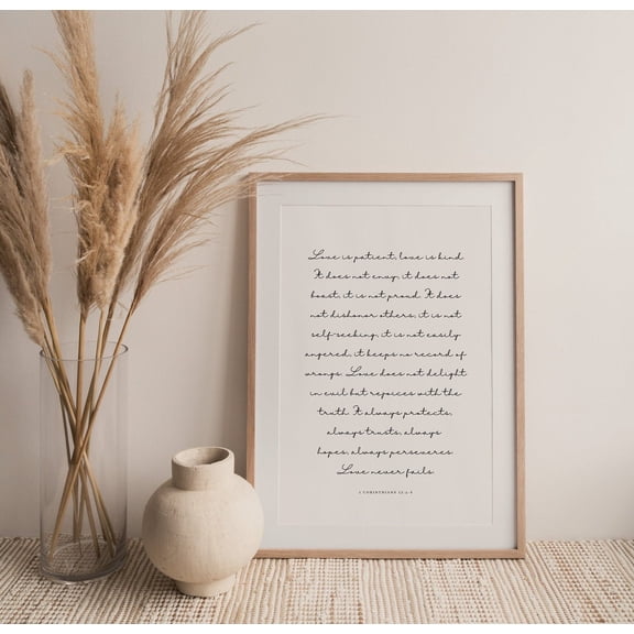 1 Corinthians 13:4-8 Love Is Patient Love Is Kind Bible Verse Wall Art Wedding Decor Scripture Art Anniversary, Stretched Canvas 8x10in
