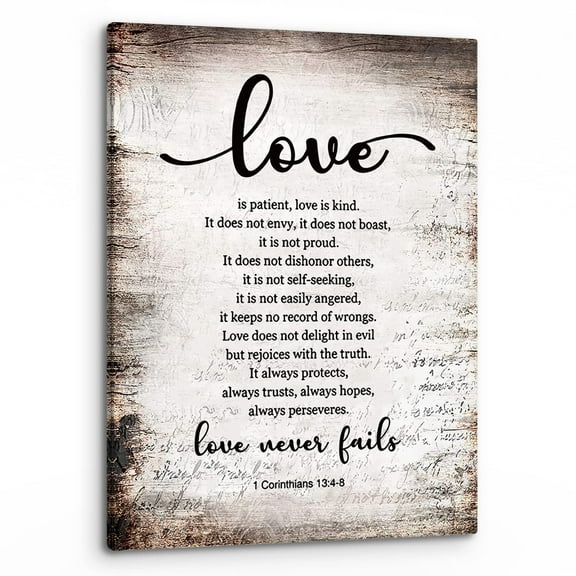 1 Corinthians 13:4-8 Love Is Patient Love Is Kind Scripture Canvas Wall Art,Scripture Wall Art,Religious Christian  Canvas Painting Artwork Home Bathroom Room Office Decor