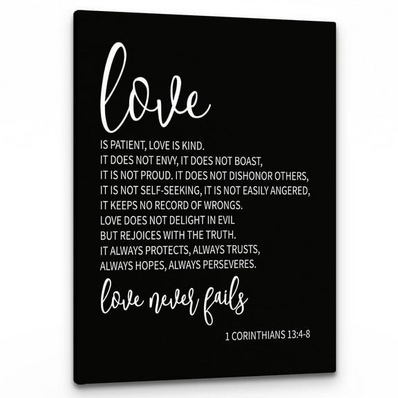 1 Corinthians 13:4-8 Love Is Patient Love Is Kind Scripture Canvas Wall Art,Scripture Wall Art,Religious Christian  Canvas Painting Artwork Home Bathroom Room Office Decor
