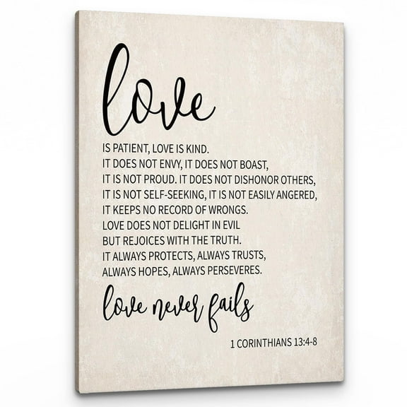 1 Corinthians 13:4-8 Love Is Patient Love Is Kind Scripture Canvas Wall Art,Scripture Wall Art,Religious Christian  Canvas Painting Artwork Home Bathroom Room Office Decor