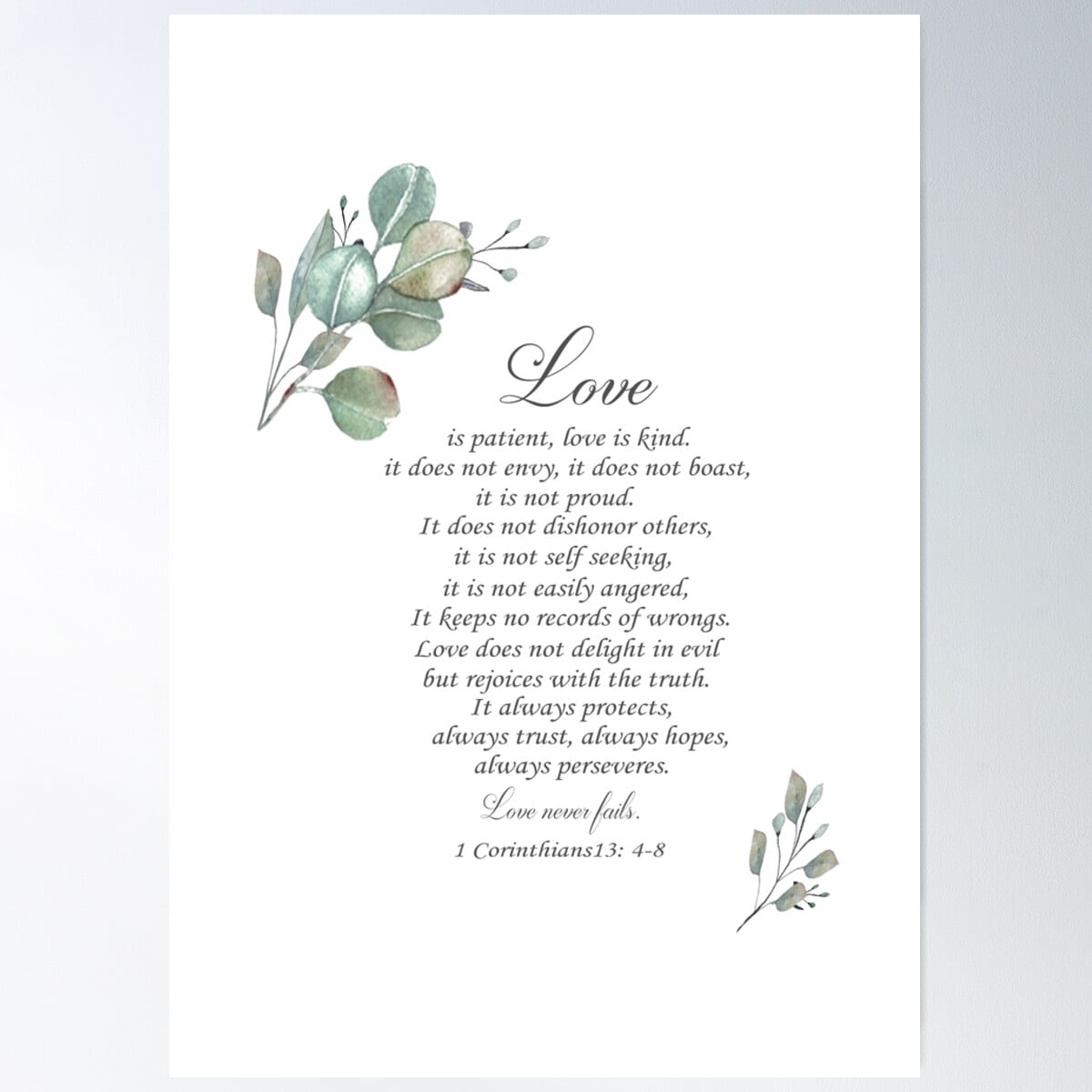 1 Corinthians 13, Bible Verse Poster Wall Art, Modern Wall Decor For Living Room Bedroom, 12x18 ...
