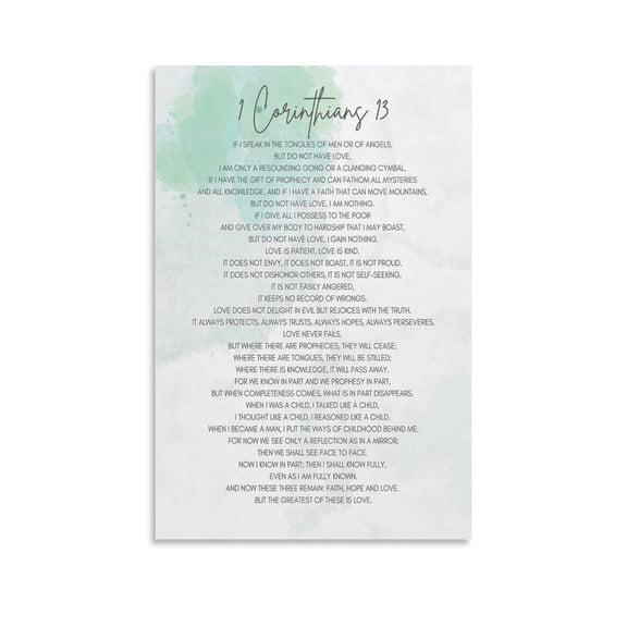 1 Corinthians 13 Christian Poem Wall Art Poster Bedroom Prints Home Decor Hanging Picture Canvas