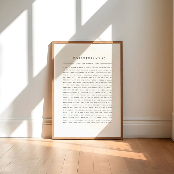 1 Corinthians 13 Love Is Patient Love Is Kind Modern Christian Bible Verse Wall Art Wedding Prints Love Unframed Paper Print