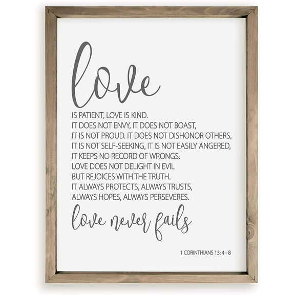 1 Corinthians 13 Love Is Patient Love Is Kind Wood Farmhouse Wall Sign 12x15