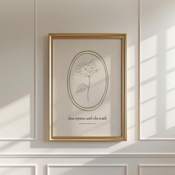 1 Corinthians 13 Poster, Christian Wall Art, Bible Verse Art, Sage Green Wall Art, Vintage Flower Print, Christian Housewarming Gift Wall Art, Modern Wall Decor, 24x36 UNFRAMED