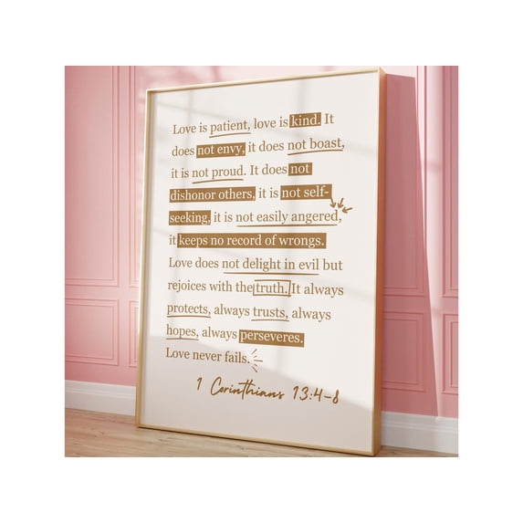 1 Corinthians 13 Poster Love is Patient Love is Kind Highlighted Bible ...