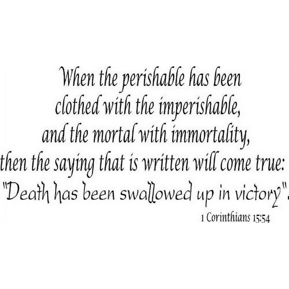 1 Corinthians 15:54, Bible Verse Vinyl Wall Decal by Scripture Wall Art, 11"x22" Black, Christian
