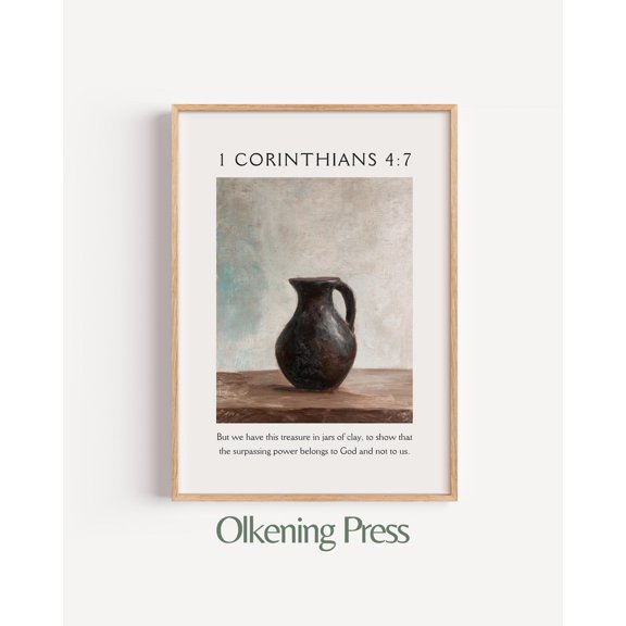 1 Corinthians Rustic Pitcher Vintage Christian Wall Art, Unframed Paper Poster 8x10in