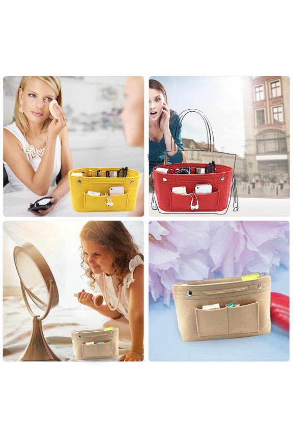 1 Cosmetic Bag Women's Handbag Organizer Bag Purse Insert Bag Multipocket Tote Useful Bag Home Textile Storage