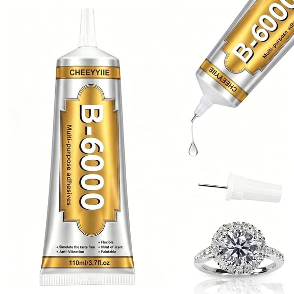 1 Count 110ml B6000 Clear Multi-Purpose Adhesive Craft Glue, Precision Tip Design for Rhinestones Inlay, Jewelry Making, Phone Repair, Fabric, Wood and DIY Art Projects