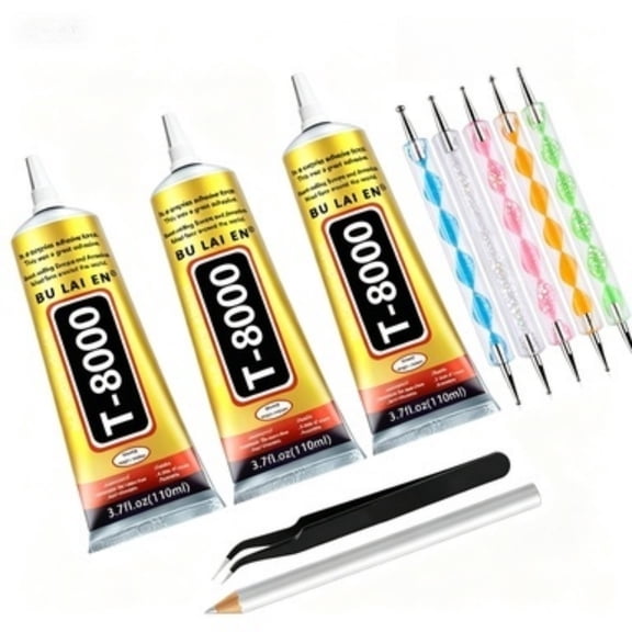 1 Count 110ml E-8000 Transparent Elastic Glue with Anti-Clog Precision Nozzle, Multipurpose Adhesive for Phone Screen Repair, Shoes, Jewelry, Crafts and Home DIY