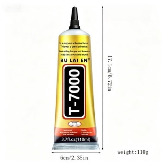 1 Count 110ml T-7000 Black Waterproof Industrial Adhesive, Precision Craft Glue for Cell Phone Screen, Glass, Wood, Metal, Jewelry and DIY Handmade Projects