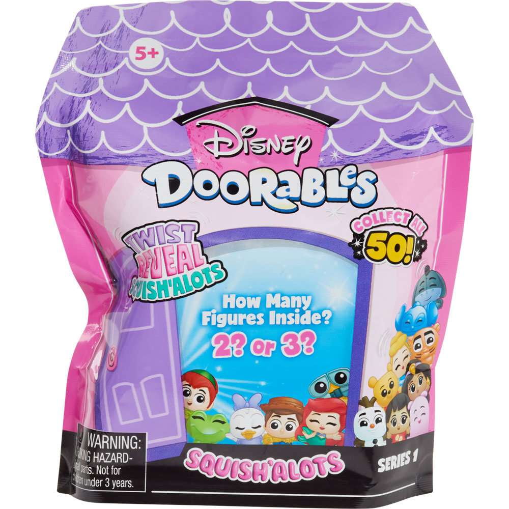 Disney Doorables Squish'Alots Blind Bags - Bundle with 3 Squishalots Doorables Mini Figures for Kids, Adults Plus Stickers | Disney Squishy Mini Figures