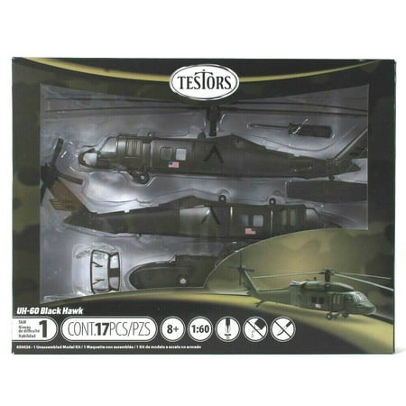 1 Count Testors 650026 UH 60 Black Hawk 17 Piece Skill 1 Unassembled Model Kit