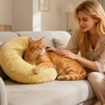 thumbnail image 1 of 1 Count Ultra-Soft Plush Crescent Moon Pet Pillow, Semi-Moon Shape For Cats & Small Dogs, Comfortable Sleeping Cushion With Supportive Padding, Easy To Clean For Home Decor & Pet, 1 of 7