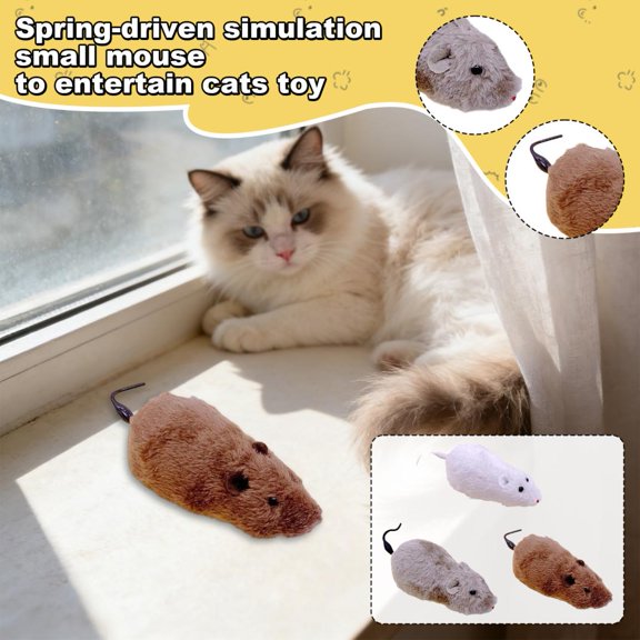 1 Count Wind-Up Plush Mouse Cat Toy, Realistic Furry Interactive Cat Toy, Spring-Driven Self-Entertaining Pet Toy For Indoor Cats, Playful Exercise Toy For Feline Family Members