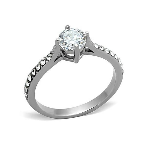 1 Ct Cubic Zirconia Silver Stainless Steel Engagement Wedding Ring Women's Size 10