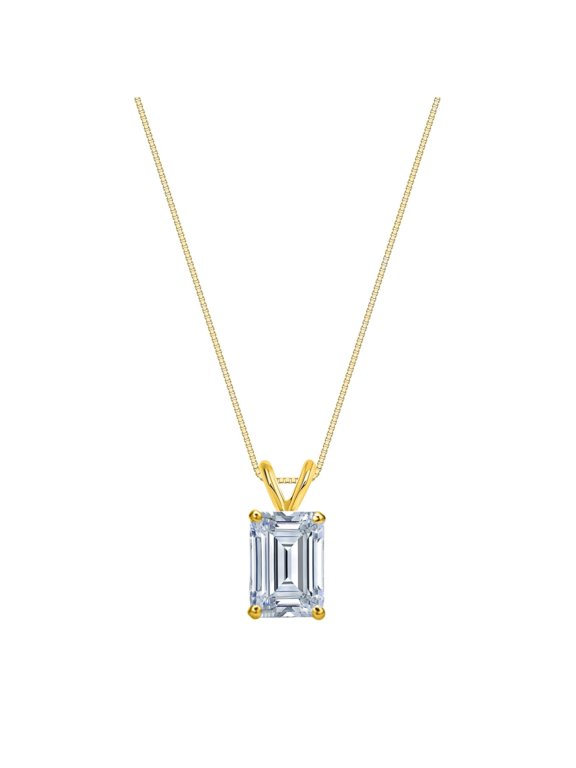 1 Ct Emerald Lab Created Pendant Necklace 14K Yellow Gold Plated