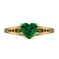 Solitaire Engagement Ring for Women - 1ct Simulated Emerald in 18K Yellow Gold Promise Ring
