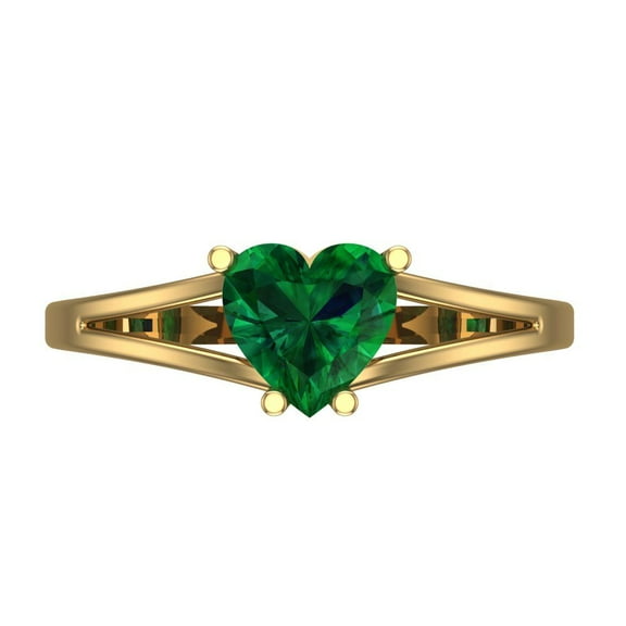 Solitaire Engagement Ring for Women - 1ct Simulated Emerald in 18K Yellow Gold Promise Ring