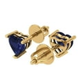 thumbnail image 1 of 1 Ct Heart Cut Studs Blue Sapphire 14K Yellow Solid Solid Gold Everyday Dainty Earrings Screw Back, 1 of 7